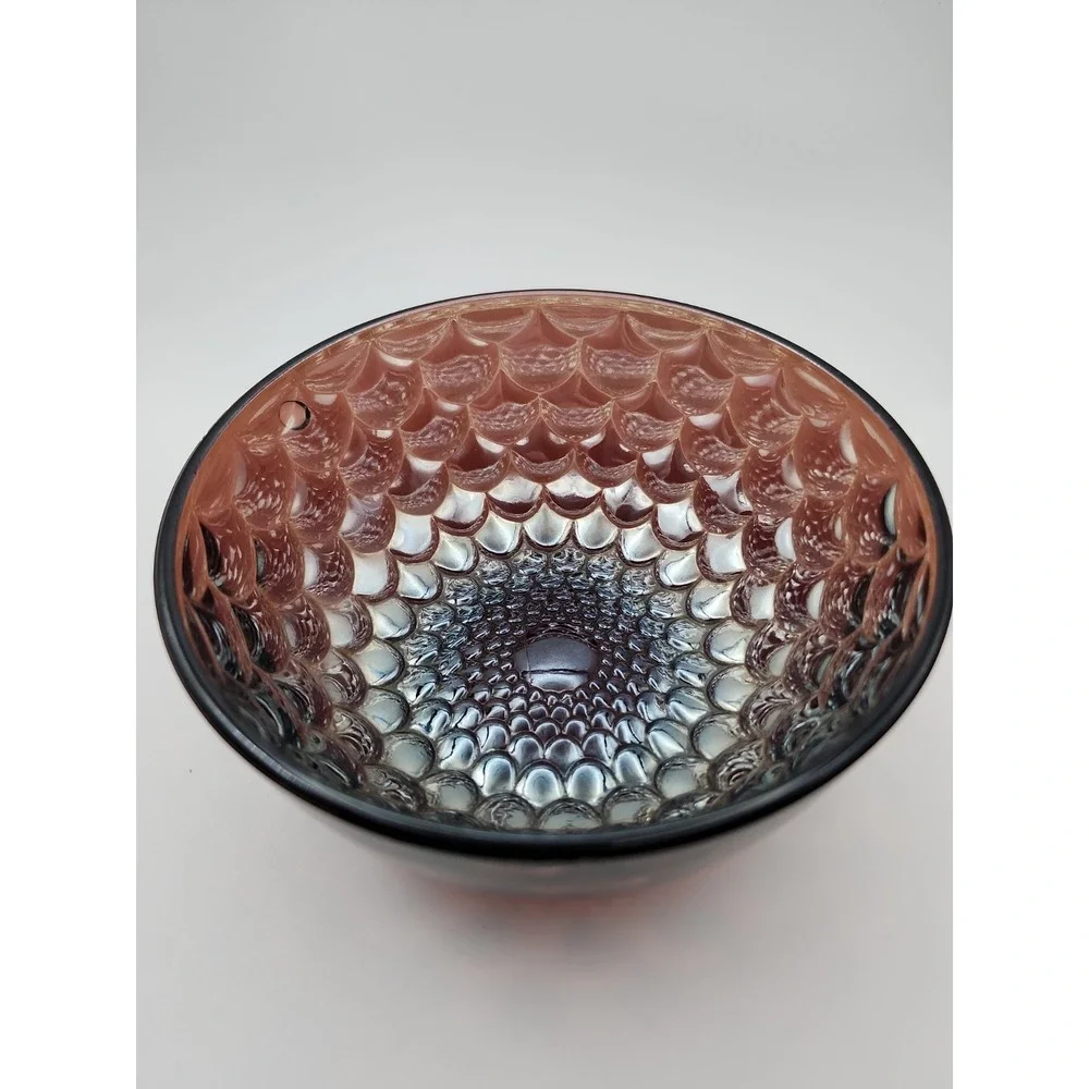 Antique Westmoreland Amethyst Carnival Glass Scales Pattern Bowl 1909 Iridescent